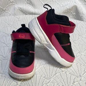 Jordan size 7C Kids Black and Pink High Top Sneakers Velcro closure easy on